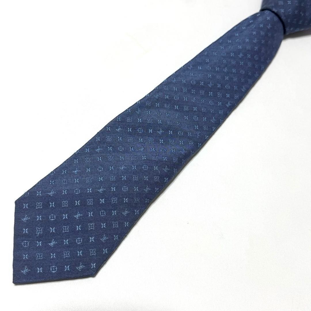 LOUIS VUITTON モノグラム 節約 シルク100 % 紺色 ネクタイ0907 LOUIS