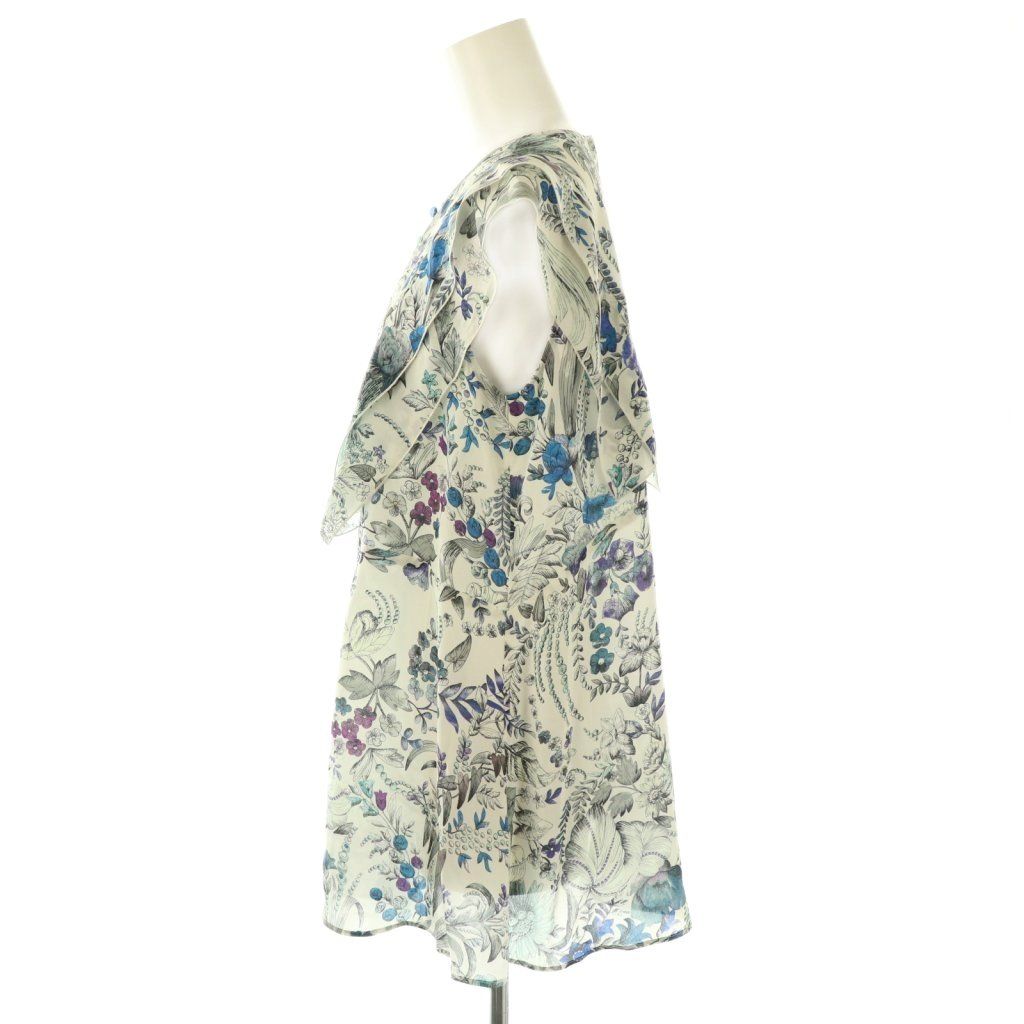  アナイ ANAYI 24 SS ドローイングボタニカルノースリ ブラウス 総柄 38 グレー AT OS 半袖 シャツ ブラウス