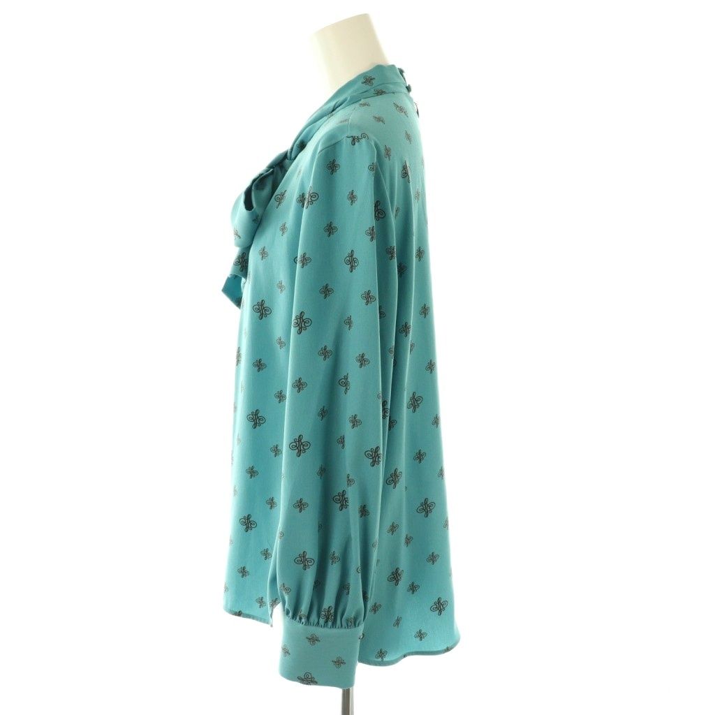  アナイ ANAYI 23 AW アナグラムドットプリントボウタイ ブラウス 長袖 38 青 ブルー AT OS 長袖 シャツ ブラウス