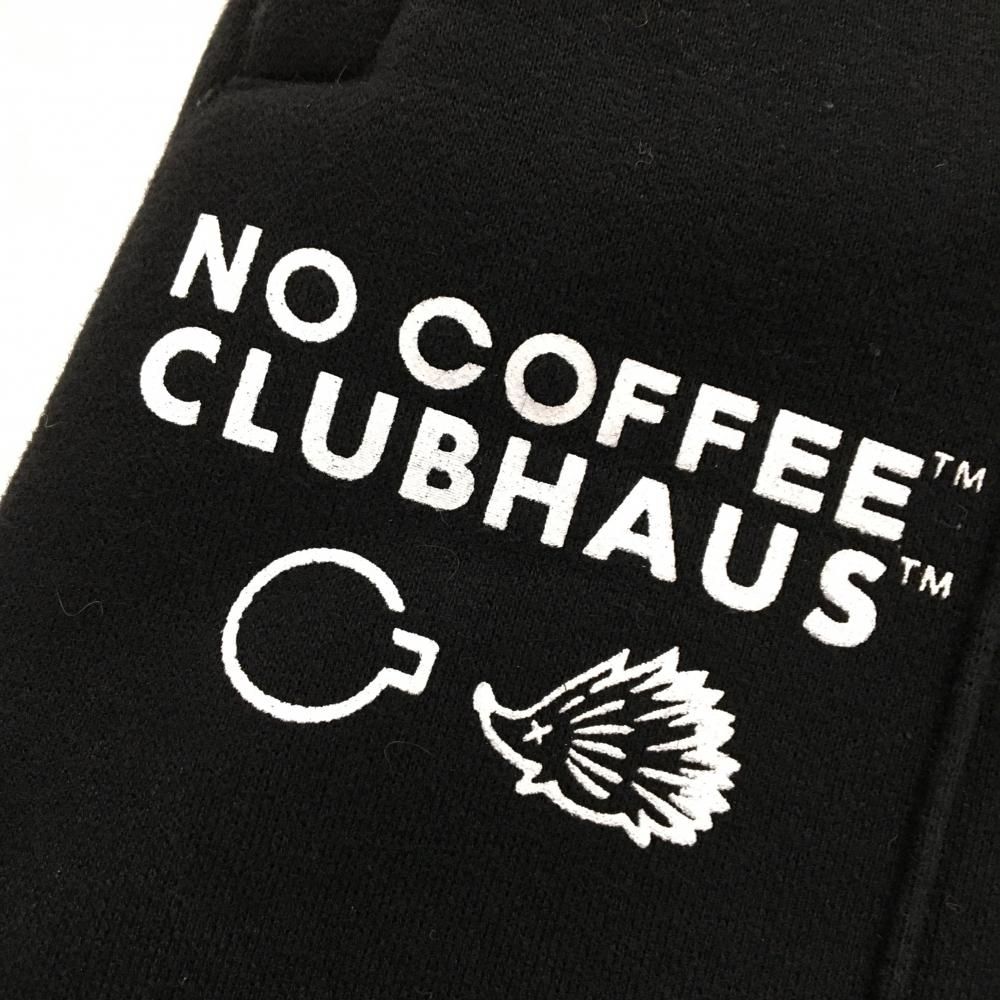 美品】ノーコーヒー×クラブハウス パンツ 黒 ロゴ白 裏起毛 レディース