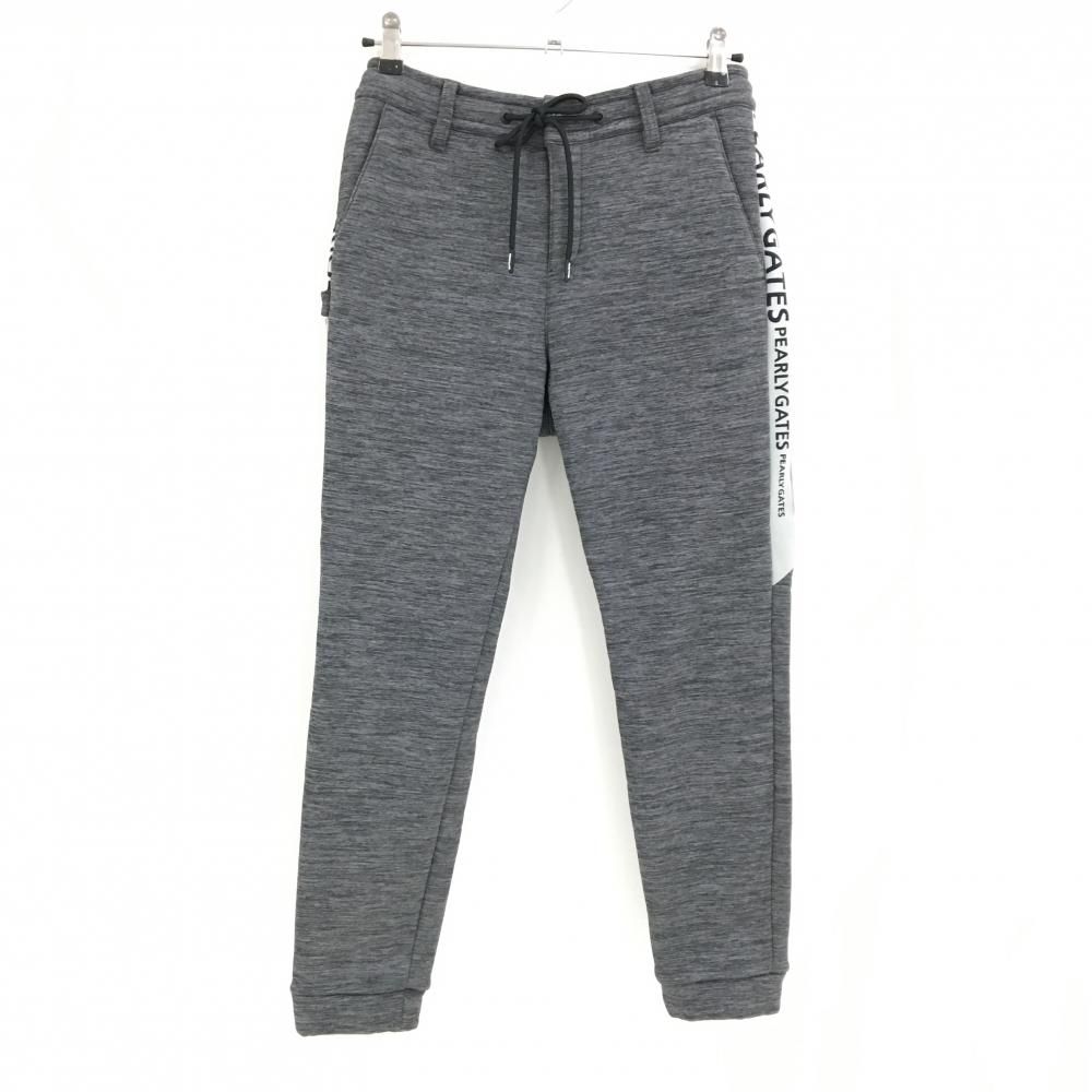 超 パーリーゲイツ ジョガーパンツ 杢ダークグレー サイドロゴ 裏起毛 レディース 1 M ゴルフウェア モデル PEARLY GATES