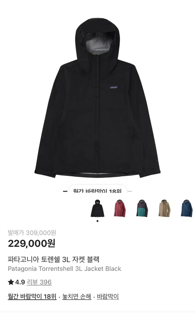 パタゴニア トレントシェル ブラック L