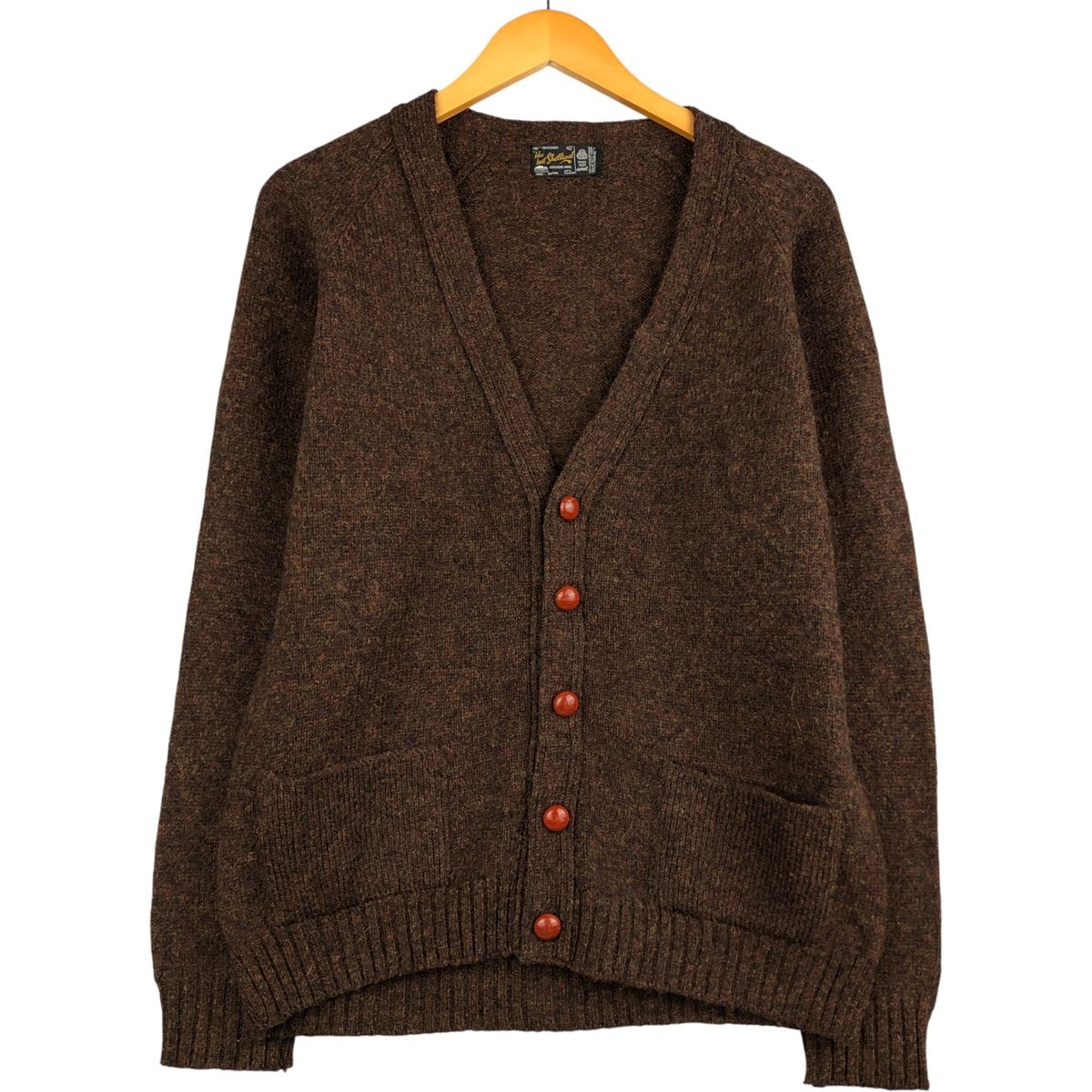 古着 80年代 ISLES KNIT SHETLAND ウールニットカーディガン スコットランド製 メンズM相当 ヴィンテージ eaa595806