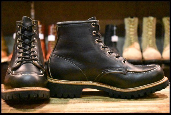 7.5E 旧羽タグ 91年03月刻印 レッドウィング 8176 ビブラム アイリッシュセッター 黒 ブラック モック ブーツ redwing HOPESMORE FJ413