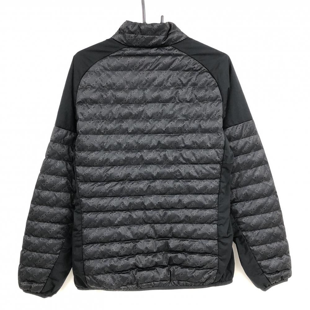 超 ニュー ンスゴルフ 中綿ジャケット 黒×ダークグレー ロゴ総柄 一部切替 メンズ 5 L ゴルフウェア Balance