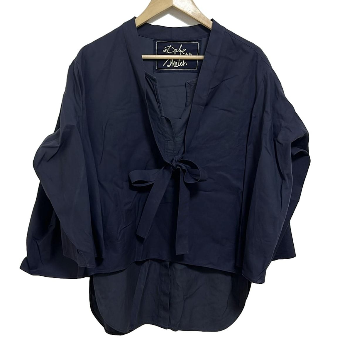 D-due H.P.FRANCE デ ドゥエ アッシュ ペー フランス チュニック サイズ38 M レディース - ネイビー ボウタイ 長袖