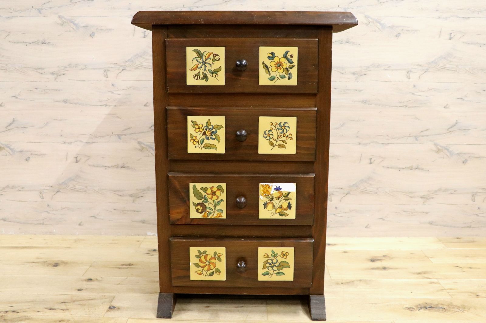 GMIH18○バレンシア家具 スペイン製 タイルチェスト 4段チェスト