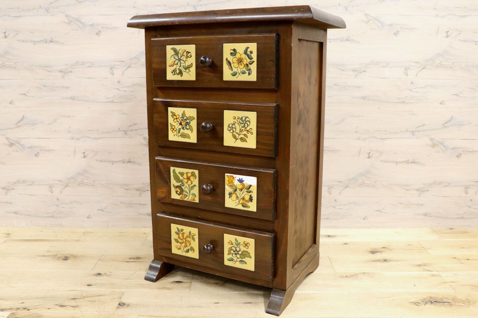GMIH18○バレンシア家具 スペイン製 タイルチェスト 4段チェスト