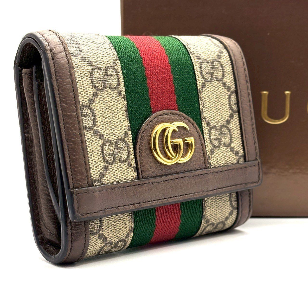 GUCCI オフディア シェリーライン GGスプリーム 折財布 茶 品格を映すクラシック】 GUCCI グッチ 二つ折り財布 オフィディア GG