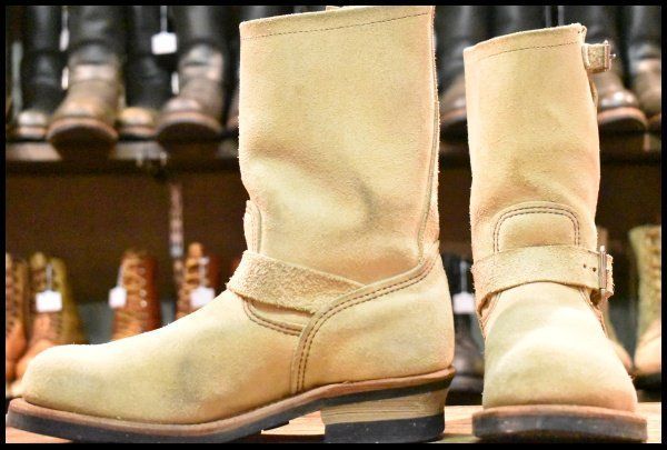 8.5D 11年 レッドウィング 8268 スエード エンジニア ホーソーンアビレーンラフアウト ベージュ ブーツ redwing HOPESMORE FJ415