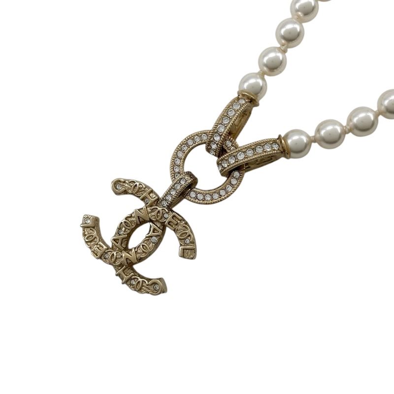 シャネル CHANEL ココマークパールネックレス ゴールド メタル ストラス