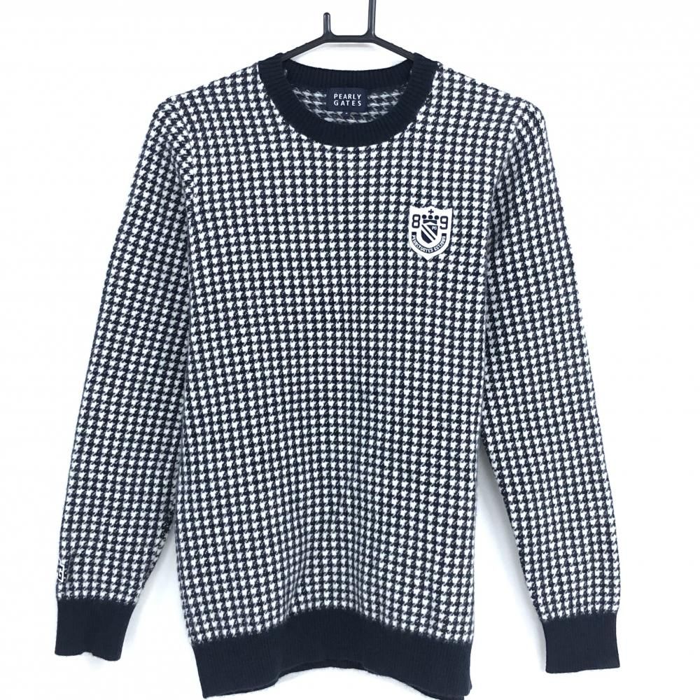 パーリーゲイツ セーター ネイビー×白 千鳥格子 カシミヤ100% ニット メンズ 5 L ゴルフウェア PEARLY GATES
