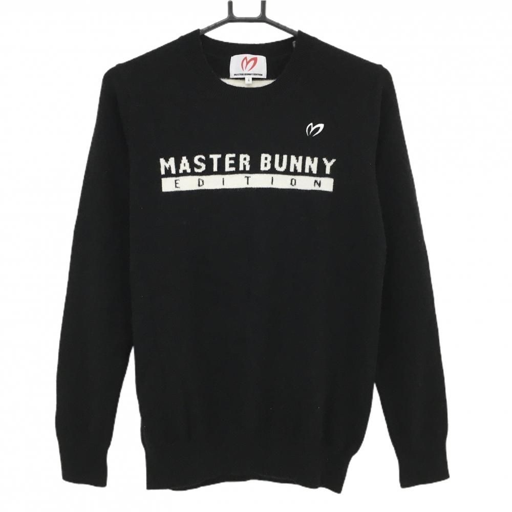 超 マスターバニー セーター 黒×白 フロントロゴ カシミヤ100％ ニット メンズ 4 M ゴルフウェア MASTER BUNNY EDITION