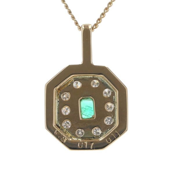 ネックレス エメラルド、ダイヤ、k18ケース付き K18YG イエローゴールド ネックレス エメラルド 0.11ct ダイヤモンド