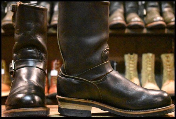7.5D PT91プリント 95年 レッドウィング 2268 エンジニア ブラッククローム スチールトゥ プルオン ブーツ redwing HOPESMORE FJ417