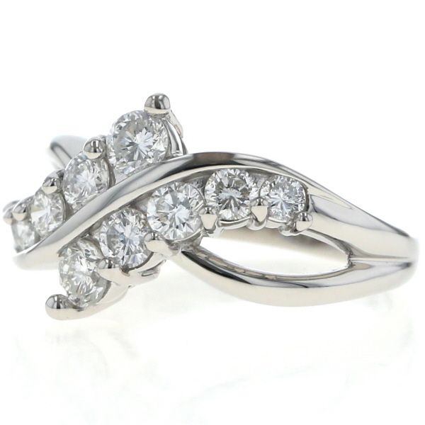 Pt 900 プラチナ リング ダイヤモンド 1.00 ct ライン ウェーブ クロス インフィニティ 指輪 11号 仕上済 zz