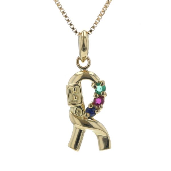 Roberta di Camerino ロベルタ K18YG イエローゴールド ネックレス エメラルド ルビー サファイア Rロゴ 41cm 仕上済 zz