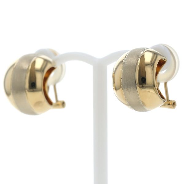 K 18 YG イエローゴールド イヤリング フープ 甲丸 マット つや消し ライン シンプル 13.9 mm幅 仕上済 zz