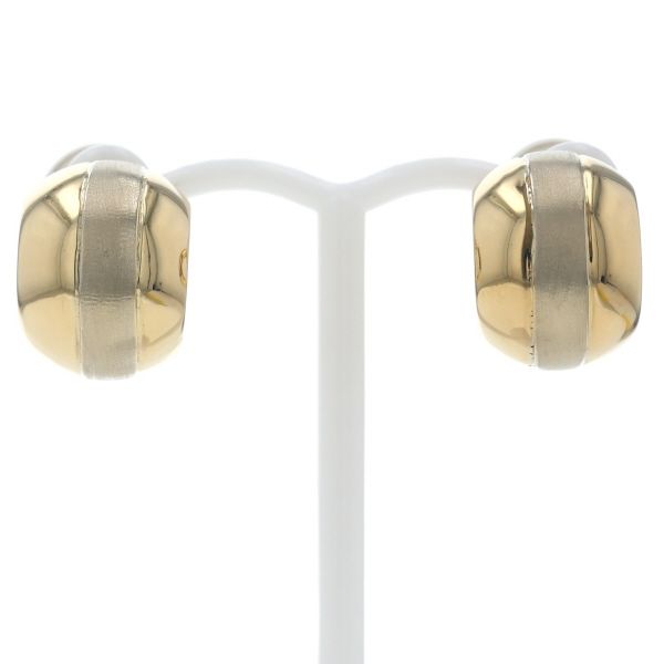 K18YG イエローゴールド イヤリング フープ 甲丸 マット つや消し ライン シンプル 13.9mm幅 仕上済 zz