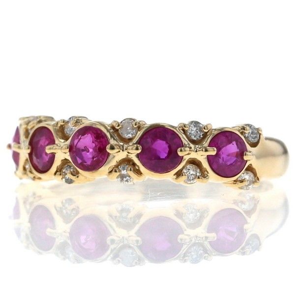 K18 ルビー・ダイヤモンド　デザインリング　〜〜メルカリ〜〜 K18YG イエローゴールド リング ルビー 0.77ct ダイヤモンド 0.12ct