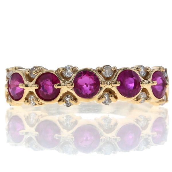 K18YG イエローゴールド リング ルビー 0.77ct ダイヤモンド 0.12ct