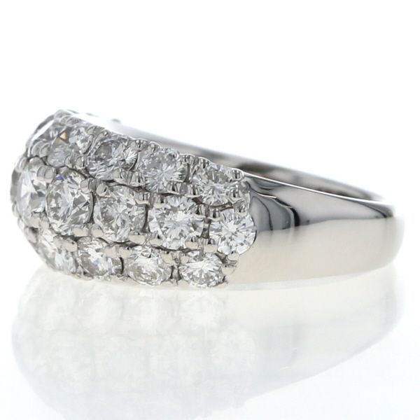 Pt 900 プラチナ リング ダイヤモンド 3.00 ct パヴェ 甲丸 ラウンド デザイン 10号 指輪 仕上済 zz