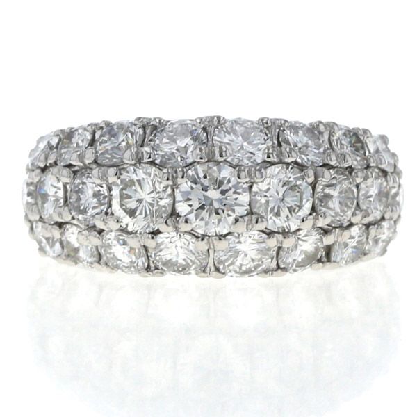 Pt900 プラチナ リング ダイヤモンド 3.00ct パヴェ 甲丸 ラウンド デザイン 10号 指輪 仕上済 zz