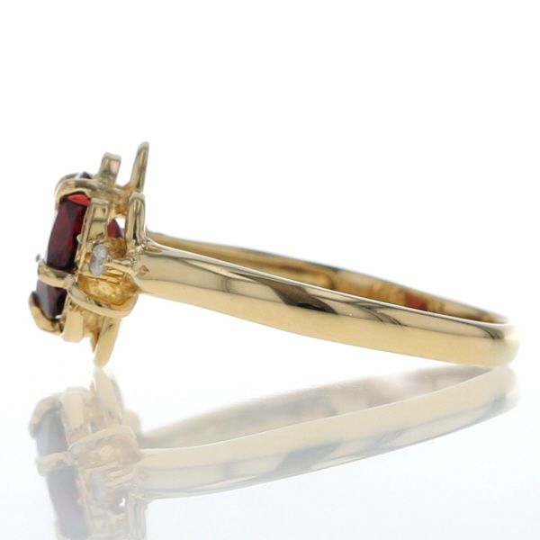  K 18 YG イエローゴールド リング ガーネット ダイヤモンド ラウンド 花 フラワー デザイン 12号 指輪 仕上済 zz リング 指輪 アクセサリー