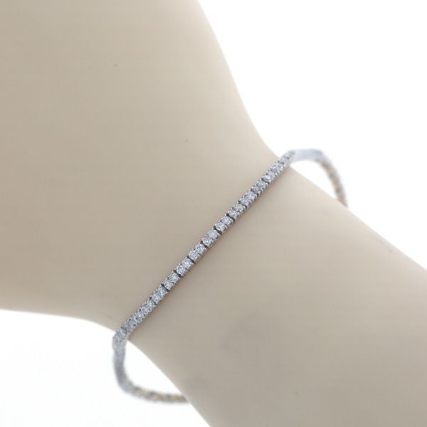 K18WG ホワイトゴールド テニスブレスレット ダイヤモンド 1.70ct 一連 ストレート シンプル 17.5cm 仕上済 zz