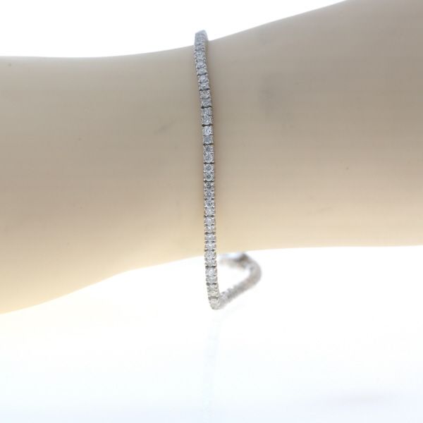 K 18 WG ホワイトゴールド テニスブレスレット ダイヤモンド 1.70 ct 一連 ストレート シンプル 17.5 cm 仕上済 zz