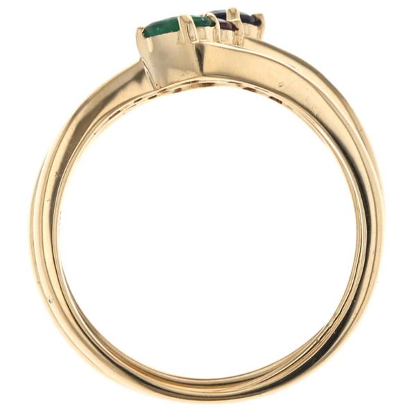  K 18 YG イエローゴールド リング ダイヤモンド サファイア エメラルド ルビー 3点セット ジグザグ 指輪 9号 仕上済 zz リング 指輪 アクセサリー