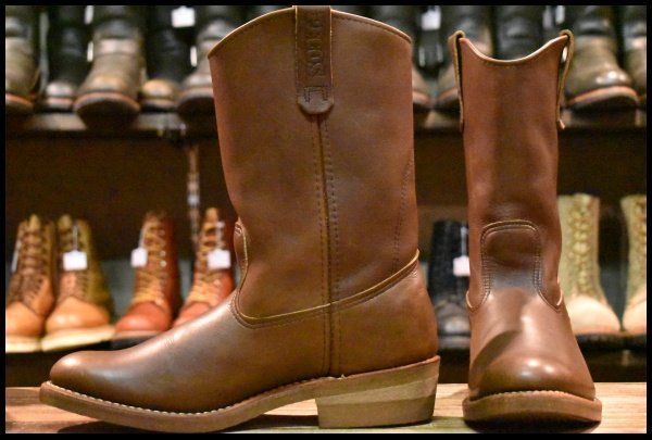 9D 08年 レッドウィング 1155 ペコス 茶 ブラウン ベルバリタン ロング プルオン ブーツ redwing pecos HOPESMORE FJ418