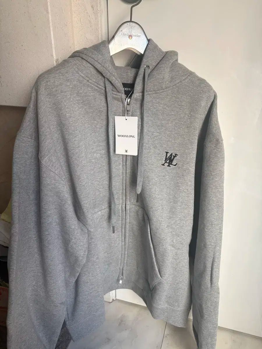 起毛 ウアロン シグネチャー フーディー ジップアップ M グレー