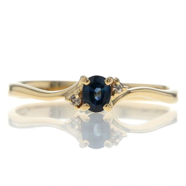 K18YG イエローゴールド リング サファイア ダイヤモンド オーバル ウェーブ シンプル 指輪 10.5号 仕上済 zz