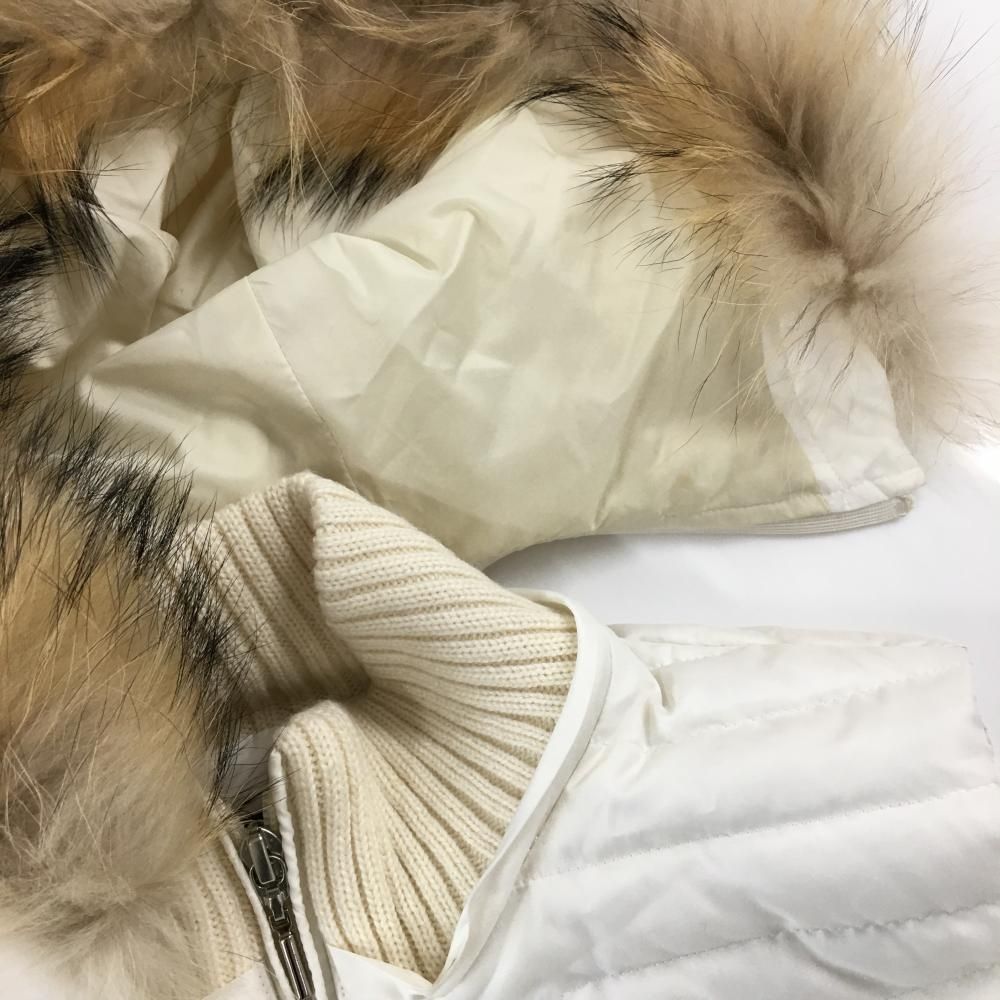 美品】23区スポーツ 2WAYダウンベスト 白 一部ニット フード・ファー