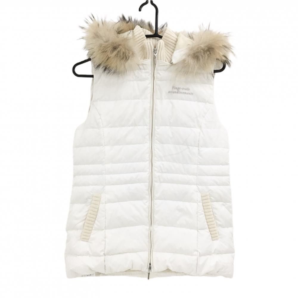 23区 2way ダウンジャケット ダウンベスト ゴルフ 美品】23区スポーツ 2WAYダウンベスト 白 一部ニット フード・ファー