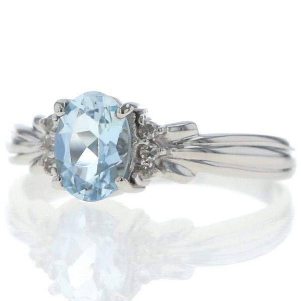 Pt 900 プラチナ リング アクアマリン ダイヤモンド オーバルカット サイドストーン 指輪 12.5号 仕上済 zz