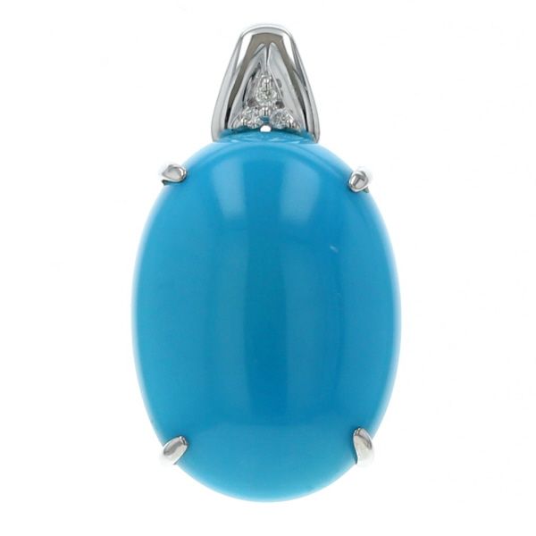 GSTV K18WG ペンダントトップ スリーピングビューティターコイズ 8.00ct ダイヤモンド カボション 保証書 仕上済 zz