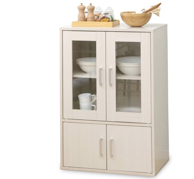 アイリスオーヤマ 食器棚 一人暮らし ミニ スリム 幅60 奥行38 8 高さ90 cm オフホワイト GKN 9060