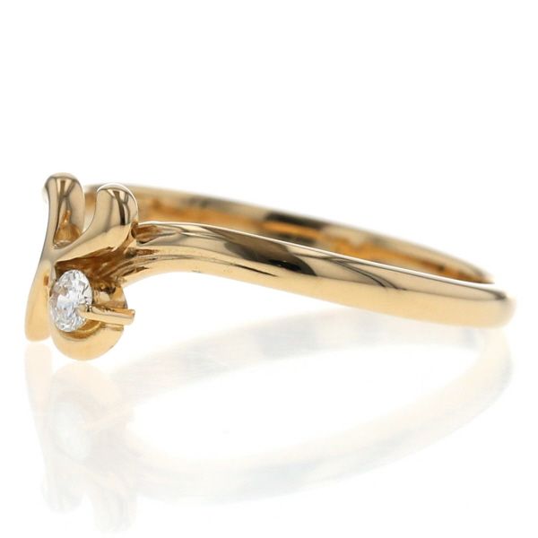 K 18 YG イエローゴールド リング ダイヤモンド 0.05 ct 一粒石 イニシャル V字 指輪 11.5号 仕上済 zz