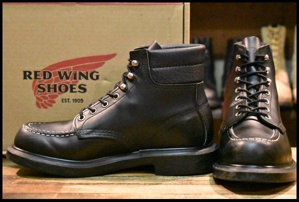 7.5E 16年 レッドウィング 8133 スーパーソール 黒 ブラッククローム モックトゥ レースアップ ブーツ redwing HOPESMORE FJ419
