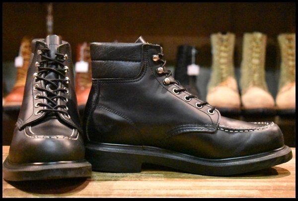 7.5E 16年 レッドウィング 8133 スーパーソール 黒 ブラッククローム モックトゥ レースアップ ブーツ redwing HOPESMORE FJ419