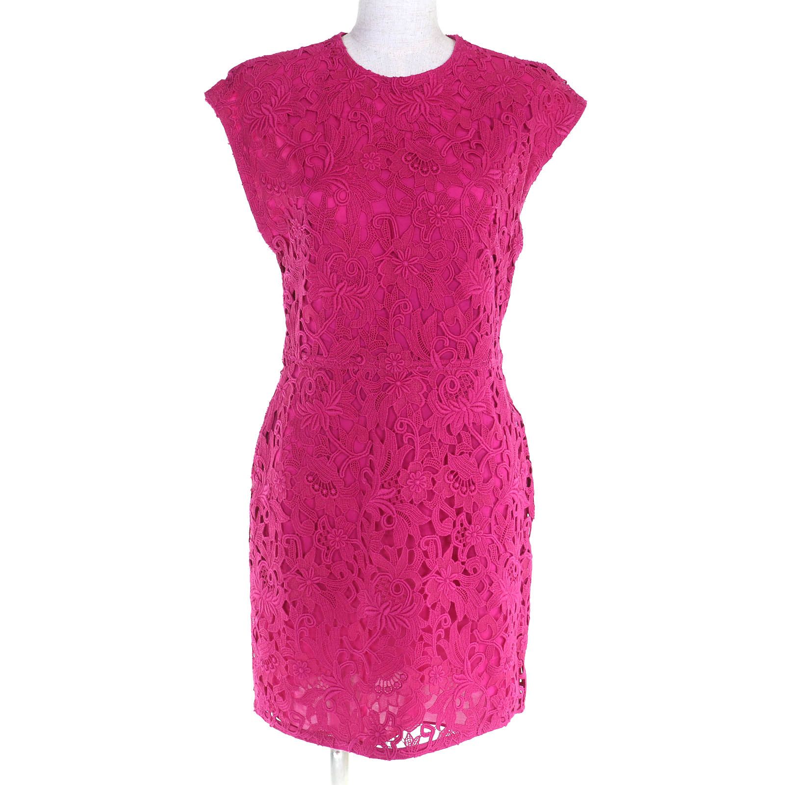 VALENTINO ヴァレンティノ VB0VAVU03QG コットン エンブロイダリーレース ノースリーブ ドレス ワンピース ピンク 40 イタリア製 レディース