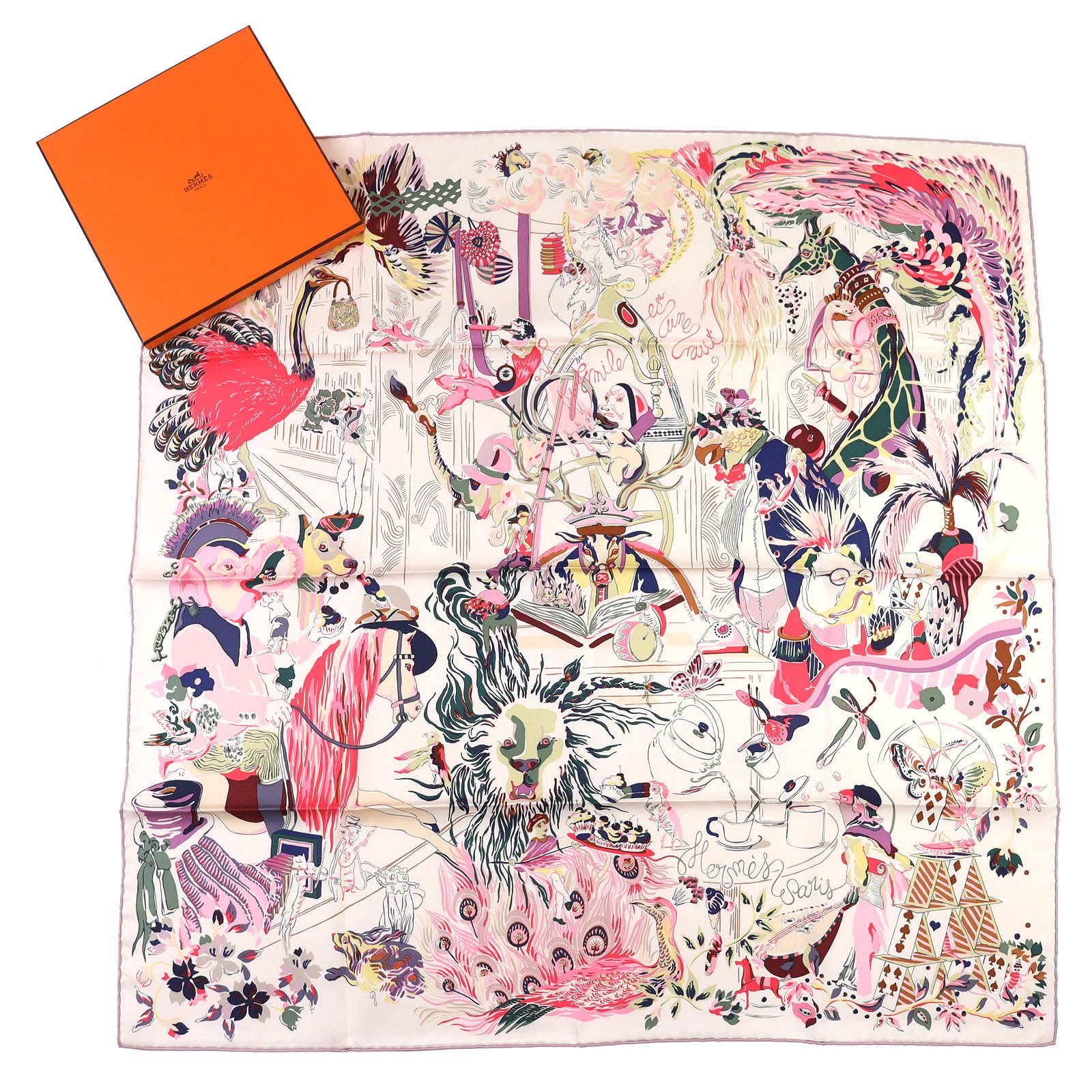 未使用品△HERMES エルメス Emile et Une Nuit エミールの夜 シルク100