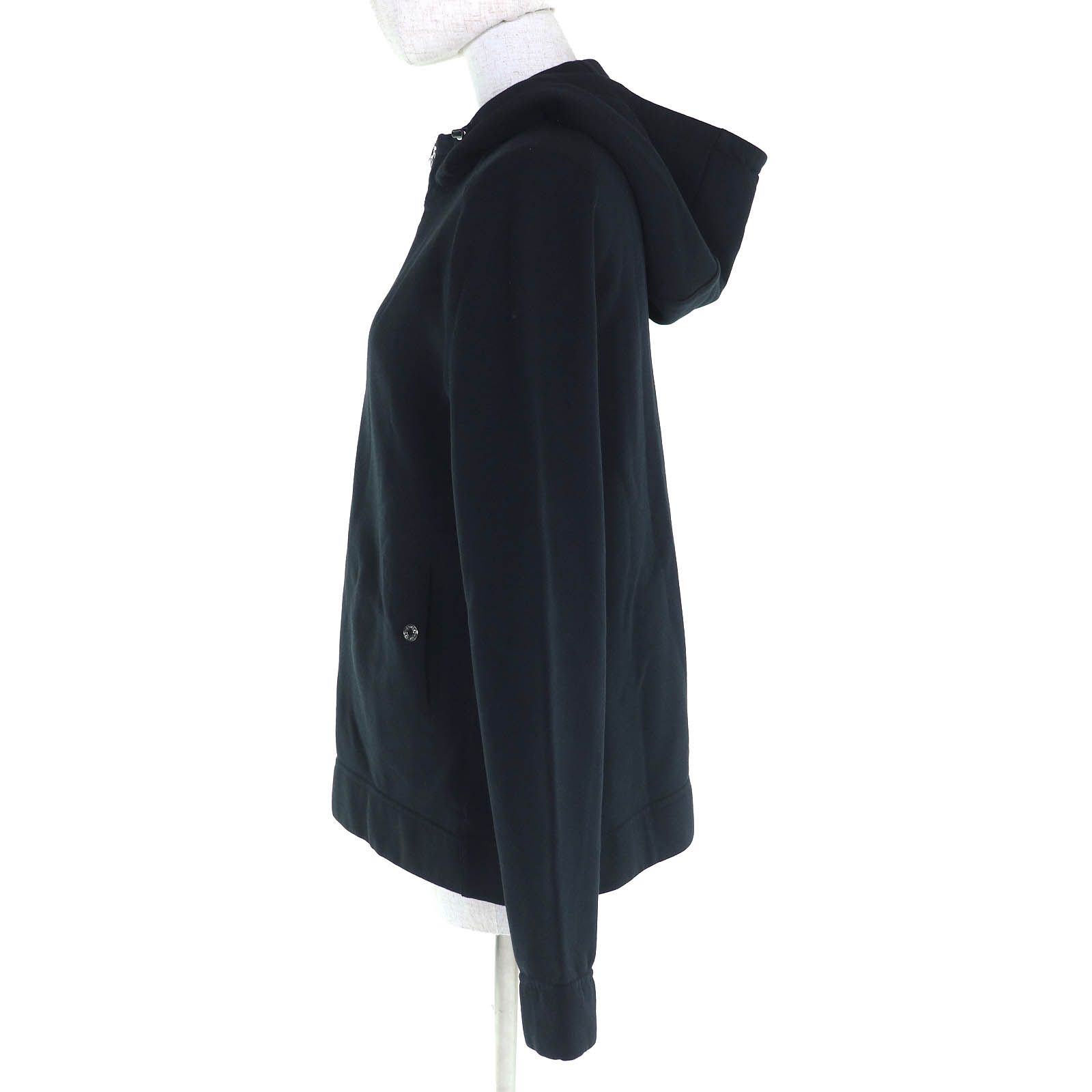 HERMES エルメス コットン100％ セリエボタン ハーフジップ プルオーバー パーカー ブラック S フランス製 レディース