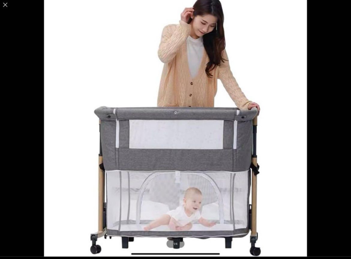 新品正規品HZDMJベビーベッド 添い寝折りたたみハイローベッド08C-Gグレー 新品正規品HZDMJベビーベッド 添い寝折りたたみハイローベッド08C-G