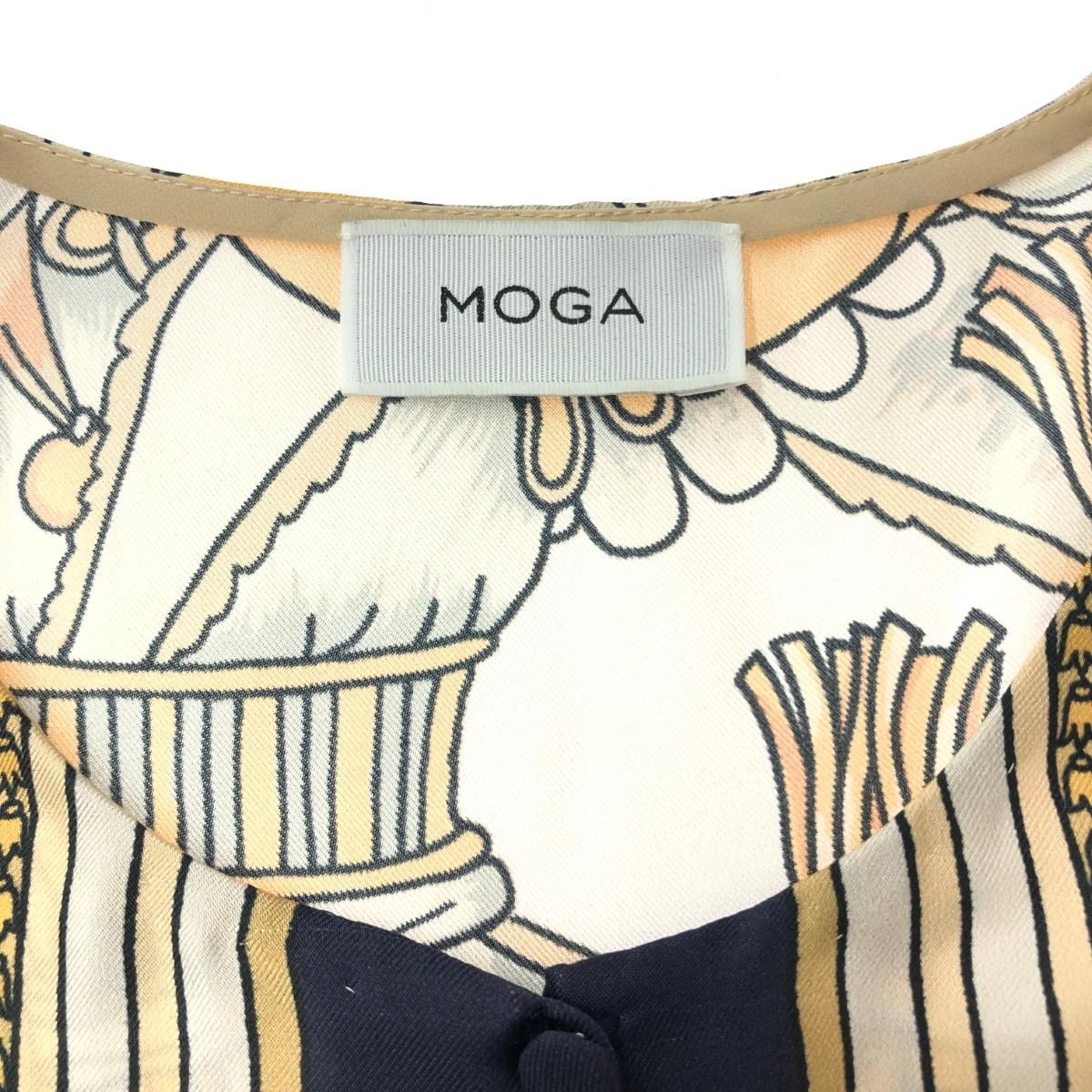 MOGA モガ スカーフ柄ボウタイブラウス サイズ:2 シルク100％ ボウタイ 