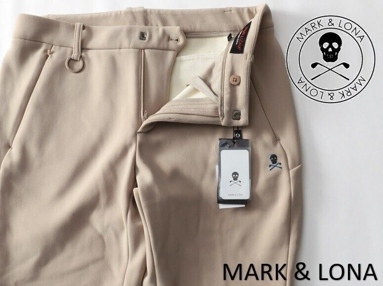 韓国 MARK-LONA マーク&ロナ M TN BACK SKULL POINT WOVEN PANTS 裏起毛ロングパンツL 48 MTM-3C-AT78 ベージュ肌色 本物保証