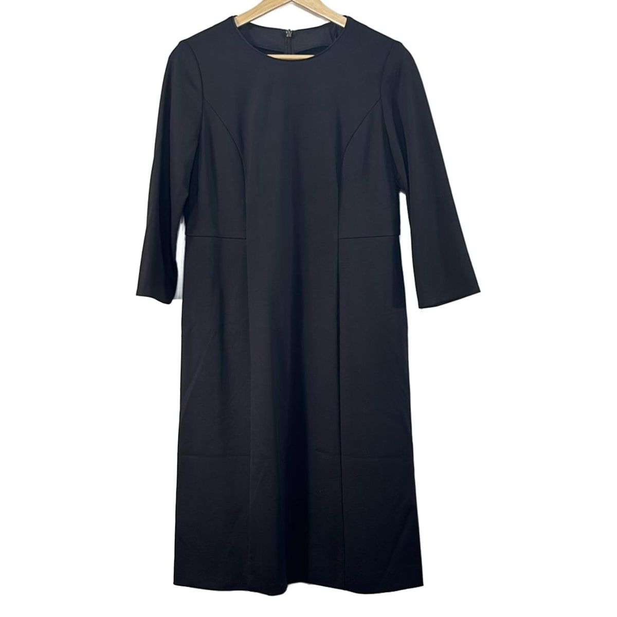 美品 Leilian 七分袖 ダークグリーン ひざ丈 ワンピース 9 Mサイズ Leilian(レリアン) ワンピース サイズ9 M レディース美品 - 黒 クルー