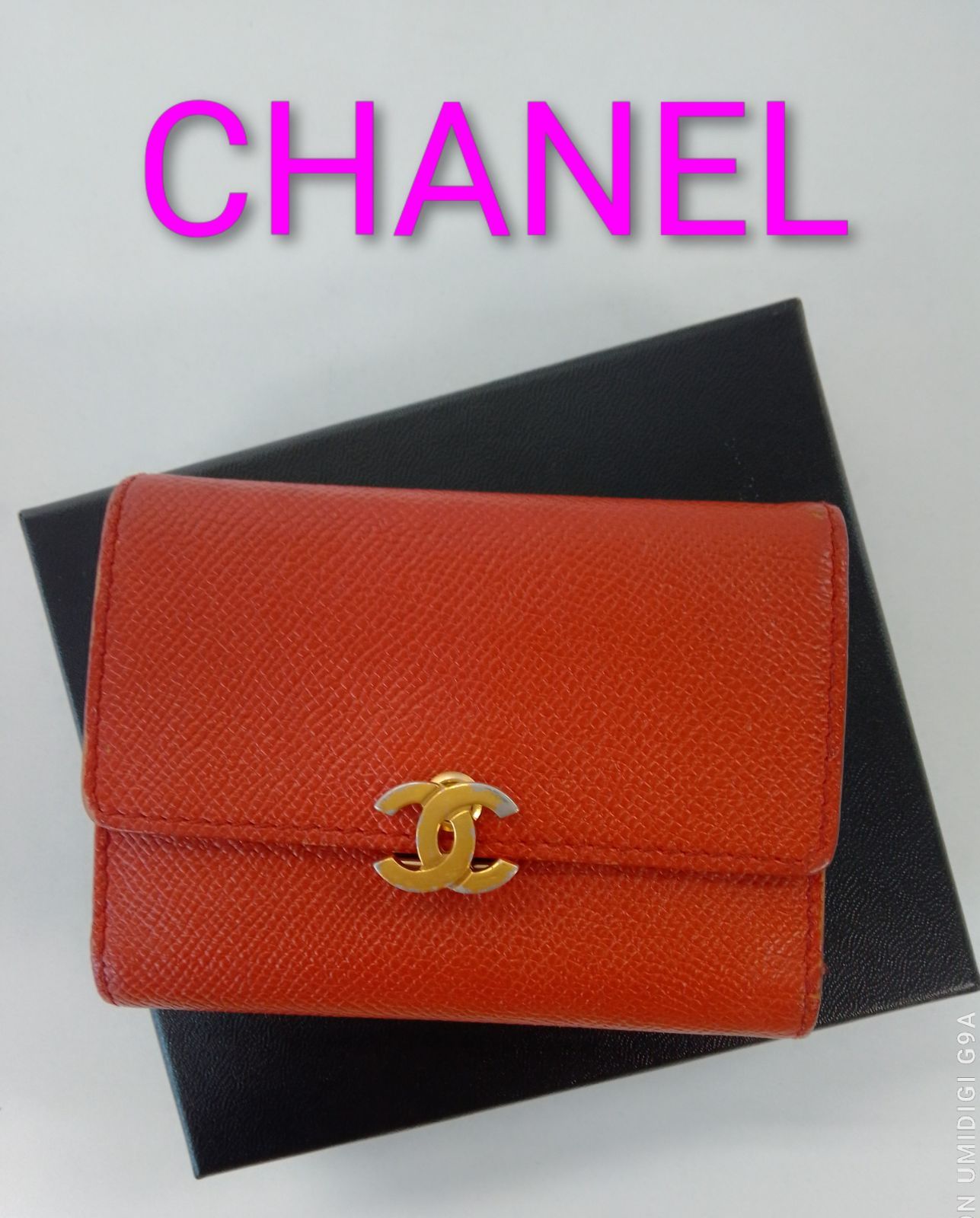 ANA17 シャネル キャビアスキン コンパクトウォレット カードケース シール- き ゴールド金具